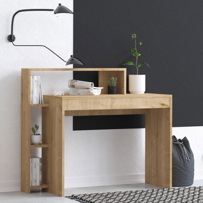 Hanah Home Mesa de Estudio Roble 95x117x45 cm. Mesa de Estudio para Oficina en Casa, Tablero de Partículas Recubierto de Melamina, Grosor 18 mm